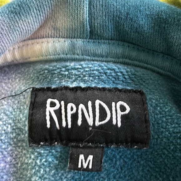 RIPNDIP Rubber Logo Tie Dye Hoodie Sweatshirt w Kangaroo Pocket Oversized Medium - Picture 2 of 13